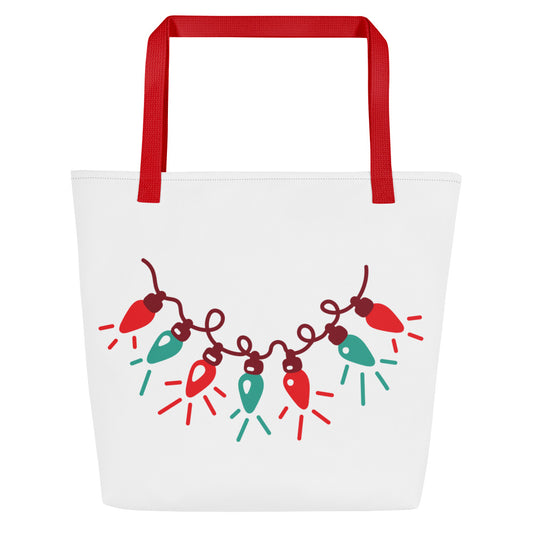 All-Over Holiday Print Large Tote Bag