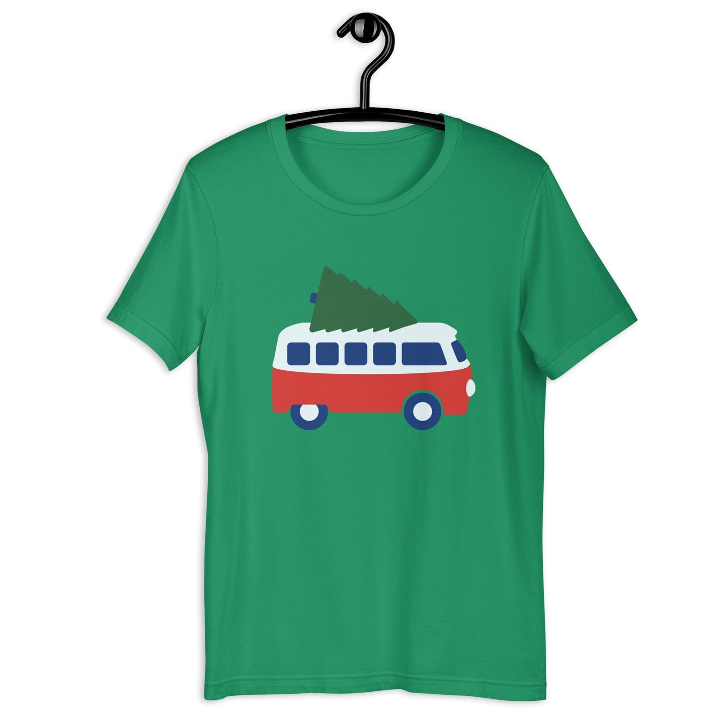 Unisex Tee Featuring a Retro Camper Van With Christmas Tree