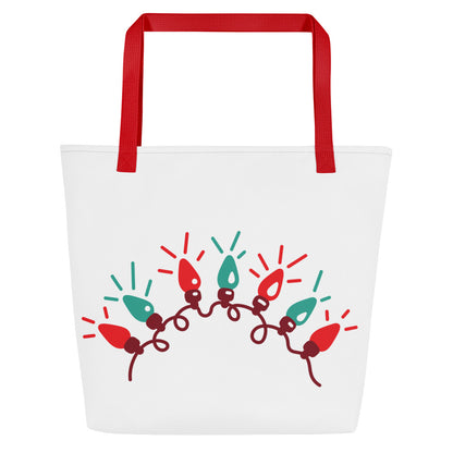 All-Over Holiday Print Large Tote Bag